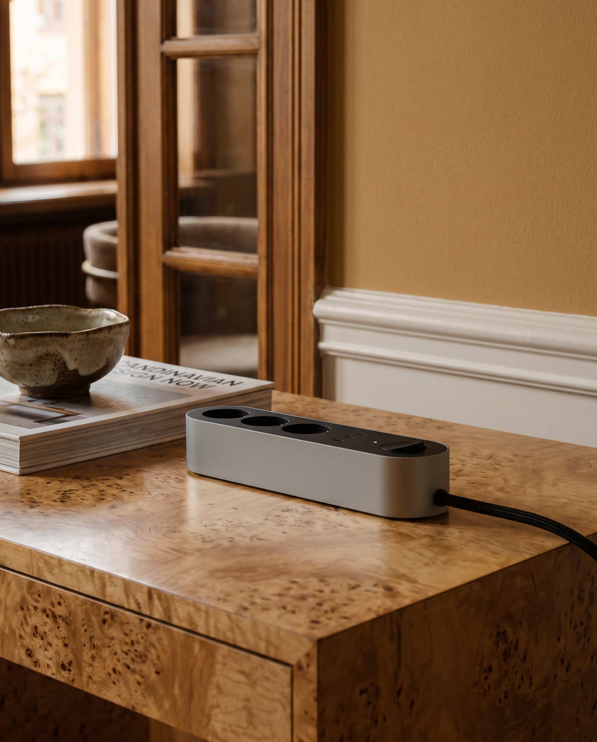 Edgar Power Strip - Satin Aluminium
