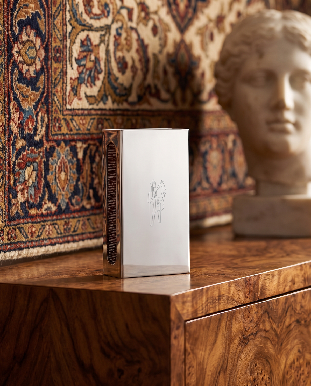 Woman with Horse - Matchbox - Polished Silver